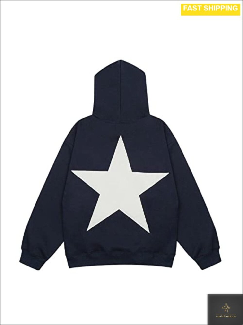 Oversized Graphic Hoodie Star Embroidery Pullover Cotton Polyester Blend